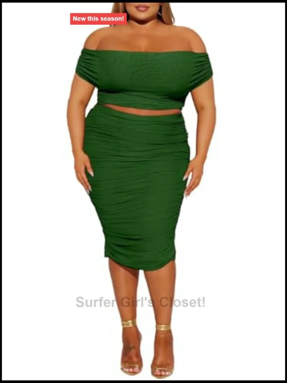 2 Piece Skirt Set Sexy Mesh Ruched Bodycon Tube Top Cocktail Party Midi Dress